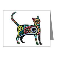 Note Card Flourished Kitten Kitty Cat