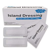 [Pack of 50] 4x10 inches Adhesive Island Dressing - Sterile Bordered Gauze Pads - Adhesive Wound Dressing - Latex Free, Individually Wrapped Island Gauze Dressing