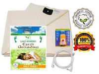 Earthing Half Sheet Queen with Grounding Cord & OUTLET TESTER - Organic cotton • Anti Microbial - EMF Protection & Anti-Radiation Shield for Better Sleep, Reduce Pain & Inflammation – EMF Neutralizer