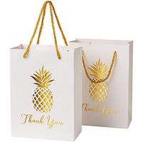 KEY SPRING Wedding Thank You Gift Bags, Gold Pineapple Party Favor Bag, Bridesmaid Gift Bags (Set of 12) for Wedding, Bridal Shower, Baby Shower, Bachelorette Party