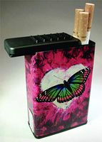 Flat Slide Top Cigarette Case Butterfly Heart