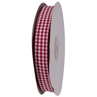 ATRibbons 50 Yards 5/8 Inch Wide Checked Ribbon Polyester Gingham Ribbon for Gift Wrapping,Hair Bows and Craft (Dark Red)