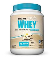 Muscle Milk 100% Whey Powder Blend with Probiotics, Vanilla, 27g Protein, 1.85 Pound
