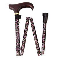 Flower Figure Walker Crutches Aluminum 5 Sections Folding Adjustable Slip One Feet Old Man Cane 2 Color MUMUJIN (Color : Black Flower)