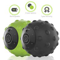 AMGJK 4-Speed Vibrating Massage Ball - Rechargeable Textured Foam Roller Muscle Tension Pain & Pressure Relieving Fitness Massaging Balls Myofascial Release for Hips Feet Arms Back Neck Waist,Black