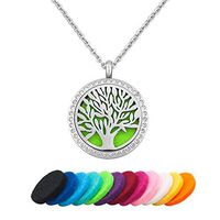 LoEnMe Jewelry Aromatherapy Essential Oil Diffuser Necklace Tree of Life with Crystal Locket Pendant