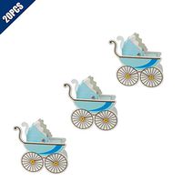 KOOBOOK 20Pcs Pram Trolley Shape Candy Boxes Wedding Favor Baby Shower Party Gift Carriage Gift Box（Self Assembly)-Blue