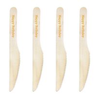 Dress My Cupcake Natural Wood Candy 500-Pack Buffet Knives DIY Kit, Happy Birthday, Orange