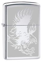 Zippo Lighter: Eagle with Talons, Engraved - High Polish Chrome 80235