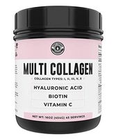 Collagen with Biotin, Hyaluronic Acid, Vitamin C (1 lb Powder) | Hydrolyzed Multi Collagen Peptide Protein (Types I, II, III, V, X). Collagen for Hair, Skin, Nails. Collagen Supplement for Women, Men