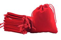 Sansam 50pcs Small Red Drawstrings Velvet Gift Bags Jewelry Pouches for Wedding Favors, Candy Bags, Party Favors, 2.0''x2.8''