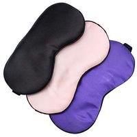Ranvi Adjustable Silk Sleep Eye Mask for Travel 3PCS, Black, Pink, Purple