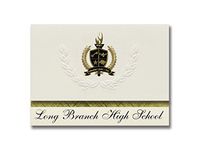 Signature Announcements Long Branch High School (Long Branch, NJ) Graduation Announcements, Presidential style, Basic package of 25 with Gold & Black Metallic Foil seal