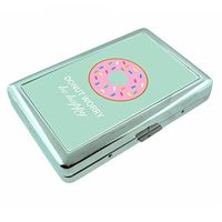 Pun Donut Worry Em1 Hip Silver Cigarette Case Id Holder Metal Wallet 4" X 2.75" RFID Protection