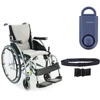 Karman S-Ergo 115 Ultra Lightweight Ergonomic Wheelchair | Seat Size 16" X 17" | Swing Away Footrest | Quick Release Wheels in Silver & Free 130 dB Matte Blue Safety Alarm! + Black Belt!