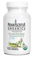 Nova Scotia Organics Prenatal and Postnatal Multivitamins & Minerals (120 Caplets); Certified Organic; Vegetarian; Whole Food Sourced Vitamins and Minerals; Natural Folate from Organic Lemon Peel