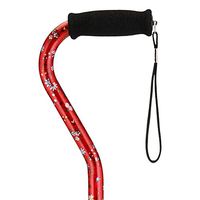 NOVA Designer Walking Cane with Offset Handle, Lightweight Adjustable Walking Stick with Carrying Strap, “Red Bliss” Design