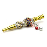 Metallic Diamond Hookah Tips Shisha Nargila Hose Mouth Tips,Cigarette Holder, Luxury Middle Eastern Style Hookah Mouth Tips，Cigarette Holder,Beads can be Assembled in Any Style (B)