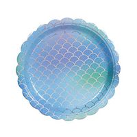 Geeklife Mermaid Scale Paper Plates with Lace Border ,Round 9 in Paper Party Plates ,20 Pcs Decorative Tableware