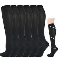 6 Pairs Compression Socks for Men&Women(20-30mmHg)- Best for Running,Travel,Athletic,Varicose Veins,Football (Black, Large/X-Large)
