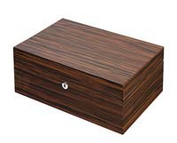 Visol Richardson Ebony Exotic Wood Humidor with Free Laser Engraved Metal Plate (Roman Monogram)