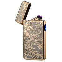 lcfun Dual Arc Plasma Lighter USB Rechargeable Windproof Flameless Butane Free Electric Lighter Candle Lighter (Gold Dragon)