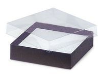 Pack of 100, 3.5 x 3.5 x 1" Clear Lid Boxes w/Chocolate Bases Perfect for Greeting Cards, Stationery, Packaged Gourmet Products & Bath & Body