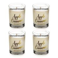 LUNA CANDLE CO. Spicy Apple Cinnamon Jar Candle, 11oz. Glass, Soy Wax, Strong Scented, Slow Burn up to 110 Hours of Burn Time, Holiday Scent, for Any Occasion (4 Pack)
