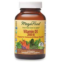 MegaFood, Vitamin D3 2000 IU, Immune and Bone Health Support, Vitamin and Dietary Supplement, Gluten Free, Vegetarian, 30 Tablets (30 Servings)