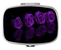 Youroom Four purple roses Custom HOT Sales Stainless Steel Square Pill Box Medicine Vitamin Organizer Holder Decorative box