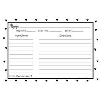 Recipe Cards Traditional Index 4 x 6 Double Sided Black White Hearts Retro Vintage Style Kitchen Gifts Stocking Stuffer Mothers Day Christmas Birthday Bridal Shower Wedding Birthday (24 Count)