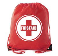 First Aid Backpack Drawstring Medical Bag for Emergencies or Epi Pen & Medicine - 10PK Red CA2500FirstAid S1