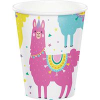 Club Pack Llama Party Birthday Printed 9oz Paper Cups, Box of 96