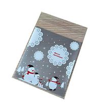 Baost 100Pcs Christmas Cellophane Cookie Packaging Bags, Self-Adhesive Plastic Bakery Candy Biscuit Treat Party Favor Gift Bags Resealable Wedding Party Candy Packaging Bags Random