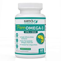 Earth’s Wisdom Pure Omega 3 Fish Oil Supplement 1200 mg, Non-GMO 60 Softgel Capsules with EPA, DHA and Fatty Acid to Support Immune Health and Promote Joint, Eyes, Brain and Skin Health