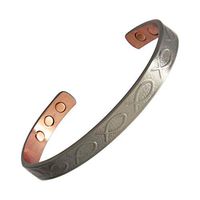 ProExl Christian Fish Duo Pure Solid Copper Magnetic Bracelet with Graphite Finish for Arthritis Relief (6 3/4 inch)