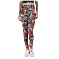 Womens Printed Yoga Pants Soft Milk Silk Workout Leggings Athletic High Waist Yoga Pants Lightweight Yoga Leggings (Green, L)
