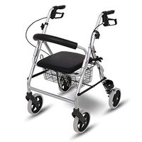 Standard Walkers Walker Elderly Trolley Old Shopping Cart Four-Wheeled with Folding Collapsible Walker Buy Food Lower Limb Rehabilitation Equipment (Color : Silver, Size : 6759cm)