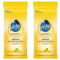 Pledge Multisurface Furniture Polish Wipes, Works on Wood, Granite, and Leather, Cleans and Protects, Lemon (24 Total Wipes) (Тwo Рack)