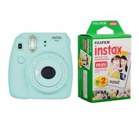 Fujifilm Instax Mini 9 (Ice Blue) Instant Camera with Mini Film Twin Pack (Renewed)