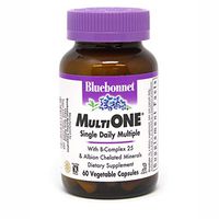 Bluebonnet Nutrition Multi One (with Iron) Vegetable Capsules, Complete Full Spectrum Multiple Vitamin Supplement, B Vitamins, Gluten Free, Milk Free, Kosher, 60 Vegetable Capsules, 2 Month Supply