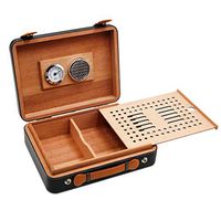 Belltower Portable Travel Cigar Moisturizing Case,Cedar Lining Hand-Held Cigar Storage Box,Segmentation Splint Seal Design,for Different Cigar Storage (Black)