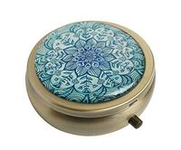 Halulu Natural Eco Personalized Design Round Bronze Pill Case Decorative Metal Medicine Vitamin Organizer Unique Gift