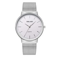 Men's Watches,Fxbar Nylon Strap Large Face Analog Wrist Watch Brand Luxury Business Wristwatch Dress Watch(Silver)