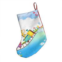 Girl and Animals in A Play Train Cool Xmas Socks Hanging Decoration Candy Bag Party Holiday Christmas Santa Claus Home Decor Gift