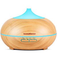 InnoGear 300ml Aromatherapy Essential Oil Diffuser Wood Grain Aroma Diffusers Cool Mist Humidmifier with Timer Adjustable Mist 7 Color Changing Night Lights Waterless Auto Shut-off