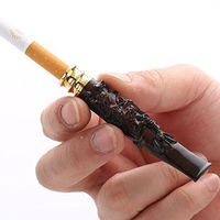 YIHUI Cigarette Holder Corn Cob Pipe Kit Double Loop Filter Smoking Tool Carved Chinese Dragon