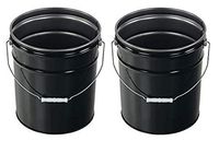 Vestil Pail-STL-RI-UN Steel Pail with Handle, 5 Gallon Capacity, Black (Pack of 2)