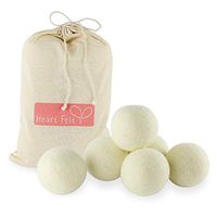 Heart Felt Wool Dryer Balls (6 Pack XL) Pure New Zealand Wool, No Cheap Fillers, Natural Reusable Non-Toxic Fabric Softener, Reduces Drying Time