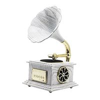 Mini Model Metal Phonograph Gramophone Record Player Music Dynamic Stereo Speaker Bluetooth 4.2, Audio Cable Home Office Club Bar Decor Ornaments